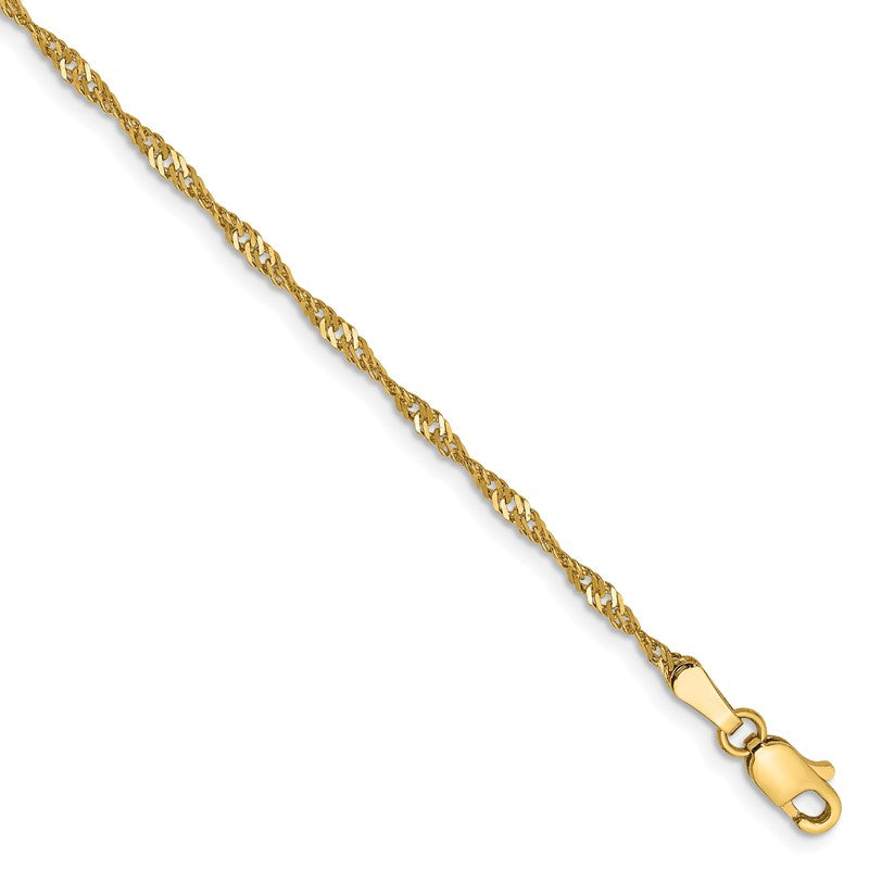 14K 10 inch 1.70mm Singapore with Lobster Clasp Anklet PEN10