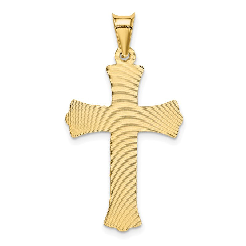 14k Polished Satin and Diamond-cut Crucifix Pendant K5557