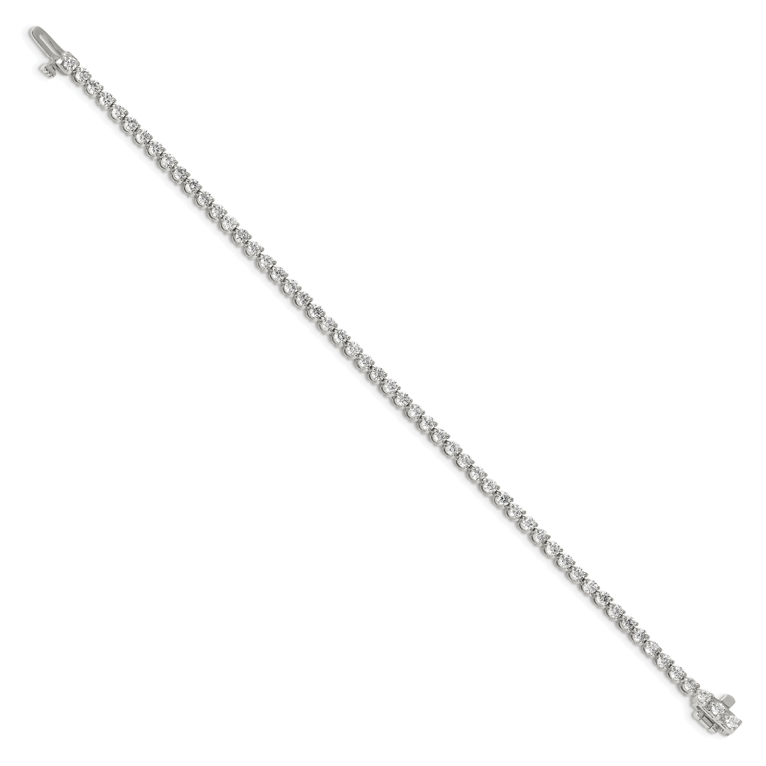 14k White Gold Complete 3.3 carat Round AA Diamond 3-prong 7 inch Tennis Bracelet X2838WAA