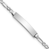 14k White Gold Polished Semi-Solid Chain/Solid Plate Figaro Link 19.5x4.5mm Plate 5.5 inch Baby/Child ID Bracelet DCID134W