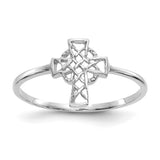 14k White Gold Polished Celtic Knot Cross Ring K5730