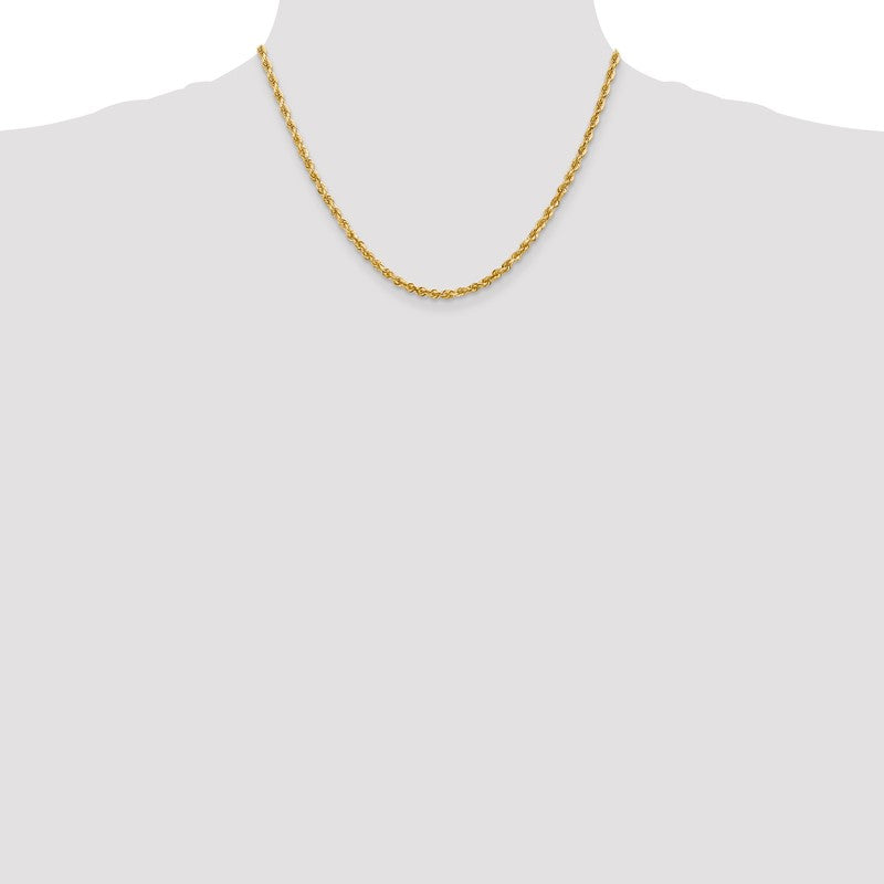 14K 26 Inch 3.35mm Diamond-cut Quadruple Rope Lobster Clasp Chain QTR025