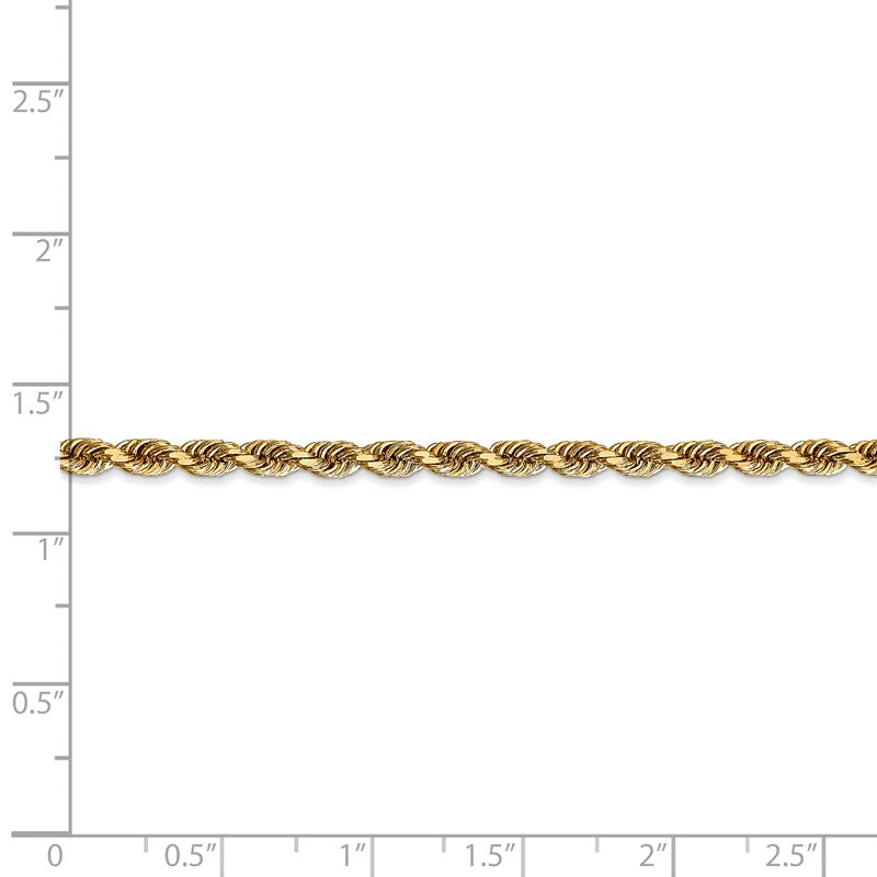 14K 26 Inch 3.35mm Diamond-cut Quadruple Rope Lobster Clasp Chain QTR025