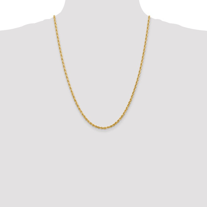 14K 26 Inch 3.35mm Diamond-cut Quadruple Rope Lobster Clasp Chain QTR025