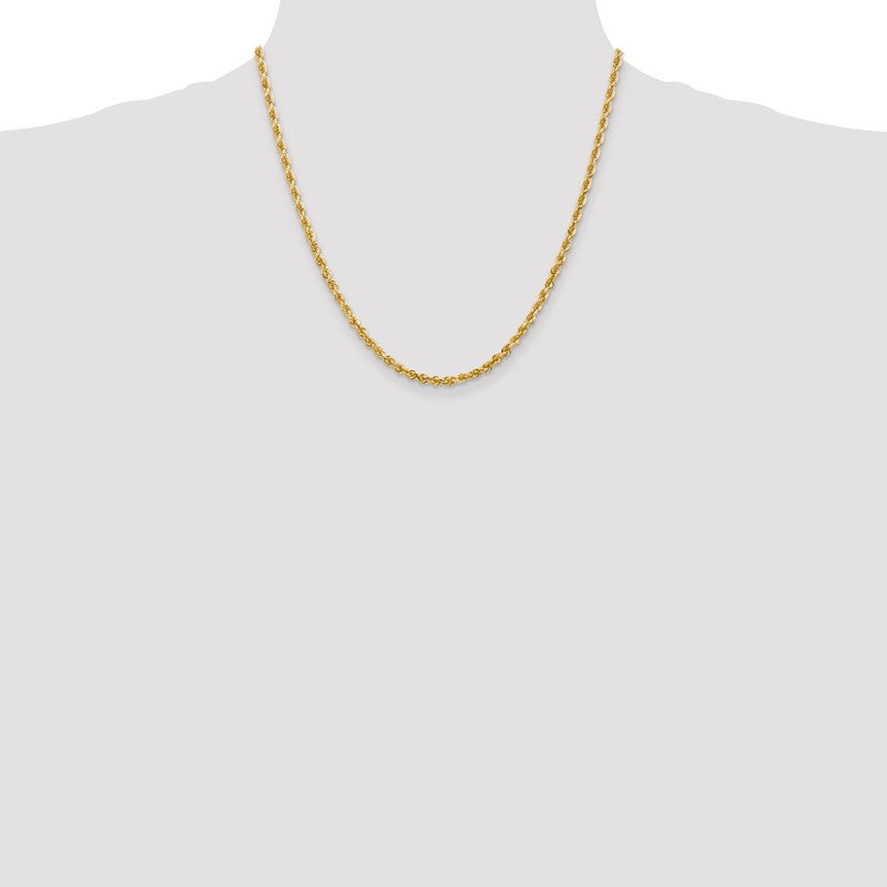 14K 26 Inch 3.35mm Diamond-cut Quadruple Rope Lobster Clasp Chain QTR025