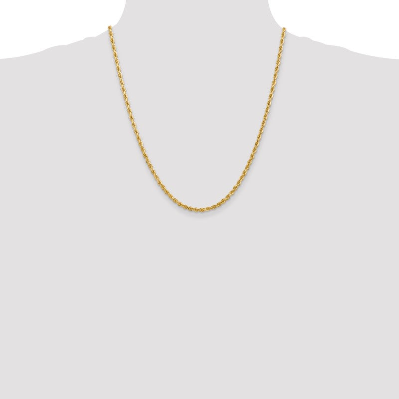 14K 26 Inch 3.35mm Diamond-cut Quadruple Rope Lobster Clasp Chain QTR025