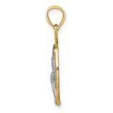 14K and White Rhodium Eagle in Circle Pendant C4579