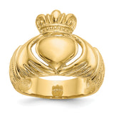 14k Polished Mens Domed Claddagh Ring D983