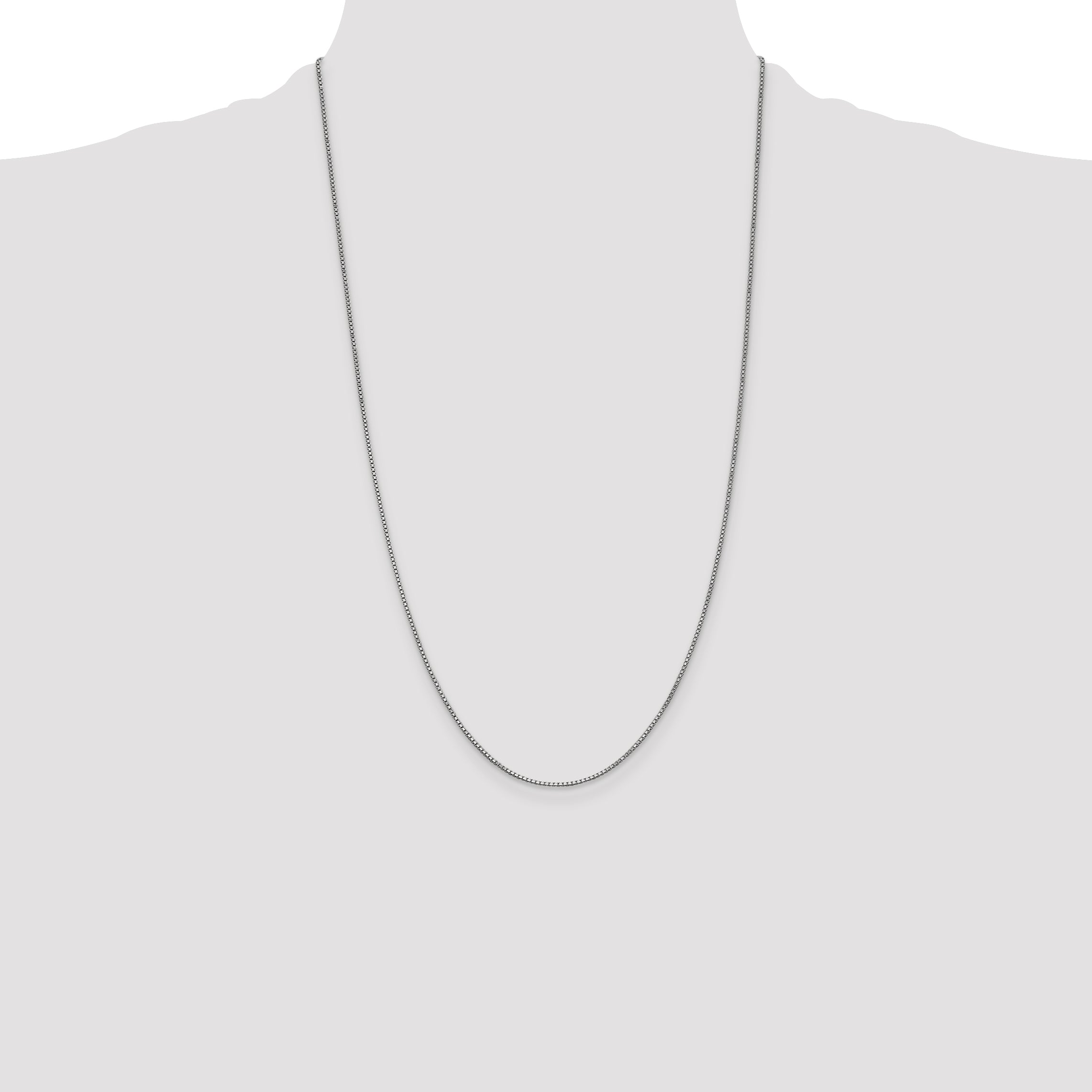 14K White Gold 14 inch 1mm Box with Lobster Clasp Chain WLB100