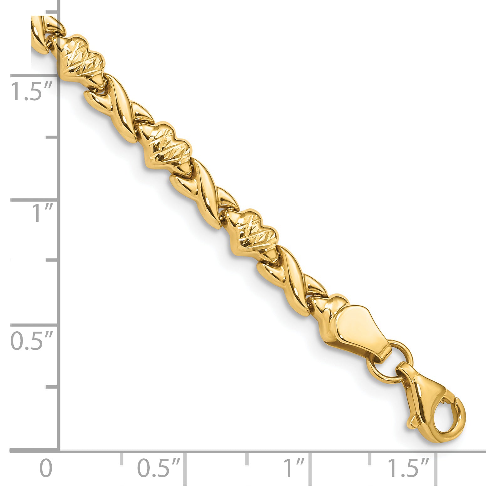 14k Polished Diamond-cut X-and-Heart 7 inch Bracelet FB1431