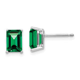 14k White Gold 7x5mm Emerald-Cut Mount St. Helens Post Earrings XE66WMS