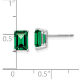 14k White Gold 7x5mm Emerald-Cut Mount St. Helens Post Earrings XE66WMS