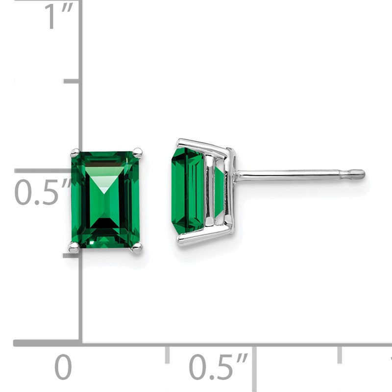 14k White Gold 7x5mm Emerald-Cut Mount St. Helens Post Earrings XE66WMS