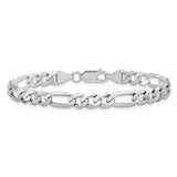 14K White Gold 20 inch 7mm Flat Figaro with Lobster Clasp Chain WFIG180