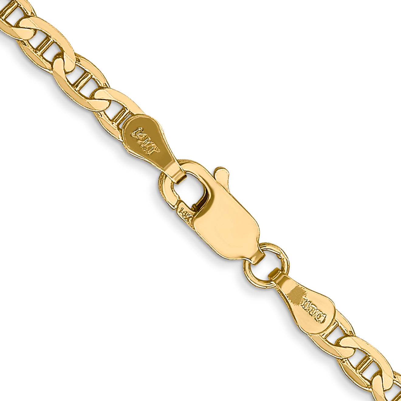 14K 10 inch 3mm Concave Anchor with Lobster Clasp Chain CCA080