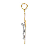 14k Two-tone Diamond-cut Crucifix Pendant C2000