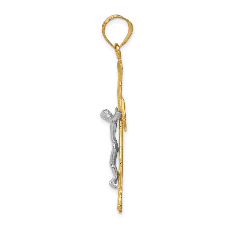 14k Two-tone Diamond-cut Crucifix Pendant C2000
