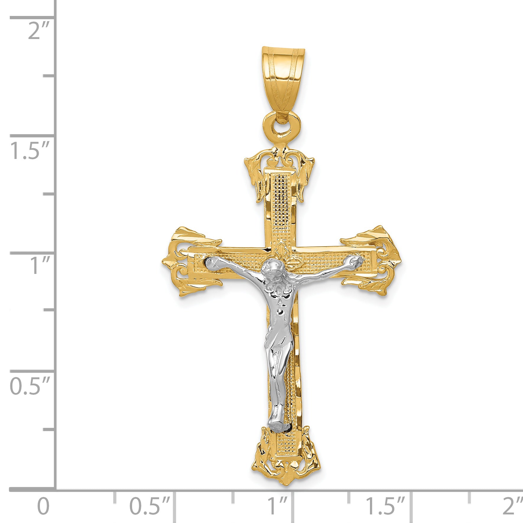 14k Two-tone Diamond-cut Crucifix Pendant C2000