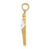 14k White Enameled Vanilla Ice Cream Cone Pendant K1812