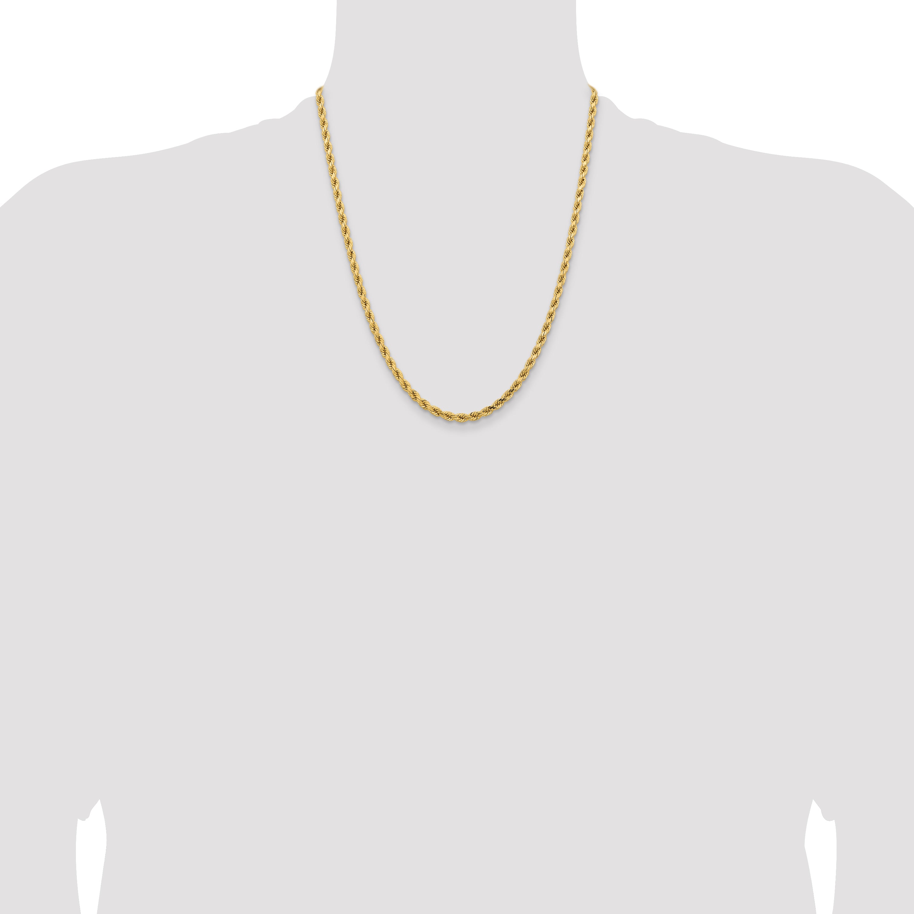 14K 26 inch 4.25mm Diamond-cut Rope with Lobster Clasp Chain 033L