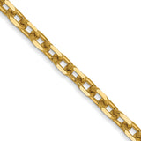 14K 26 inch 3mm Diamond-cut Round Open Link Cable with Lobster Clasp Chain PEN206