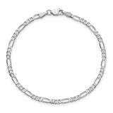 14K White Gold 10 inch 2.75mm Flat Figaro with Lobster Clasp Anklet WFIG070