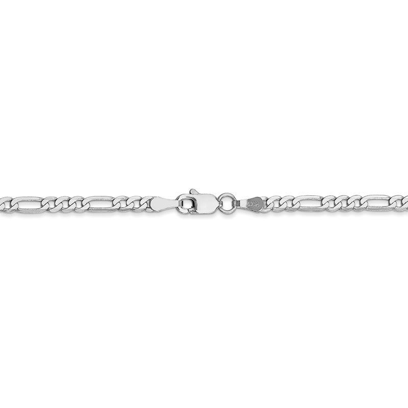 14K White Gold 10 inch 2.75mm Flat Figaro with Lobster Clasp Anklet WFIG070