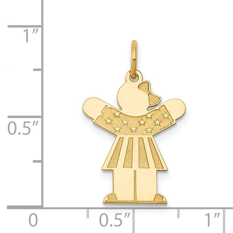 14k The Kids Small Stars and Stripes Girl Engravable Love Charm XK1134Y
