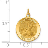 14k Polished and Satin Solid Saint Andrew Medal Charm XR411