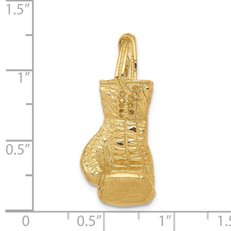 14K Hollow Polished 3-D Large Boxing Glove Pendant C2645