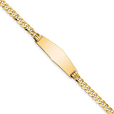 14k Polished Solid Chain/Solid Plate Flat Curb Link Soft Diamond Shape 28x9.8mm Plate 7 inch ID Bracelet LID73C
