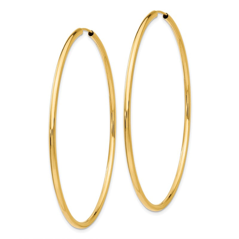 14k 2x60mm Polished Round Endless Tube Hoop Earrings H987