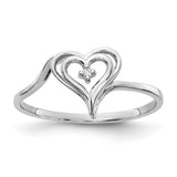 14k White Gold Polished AAA Diamond Heart Ring Y4178AAA