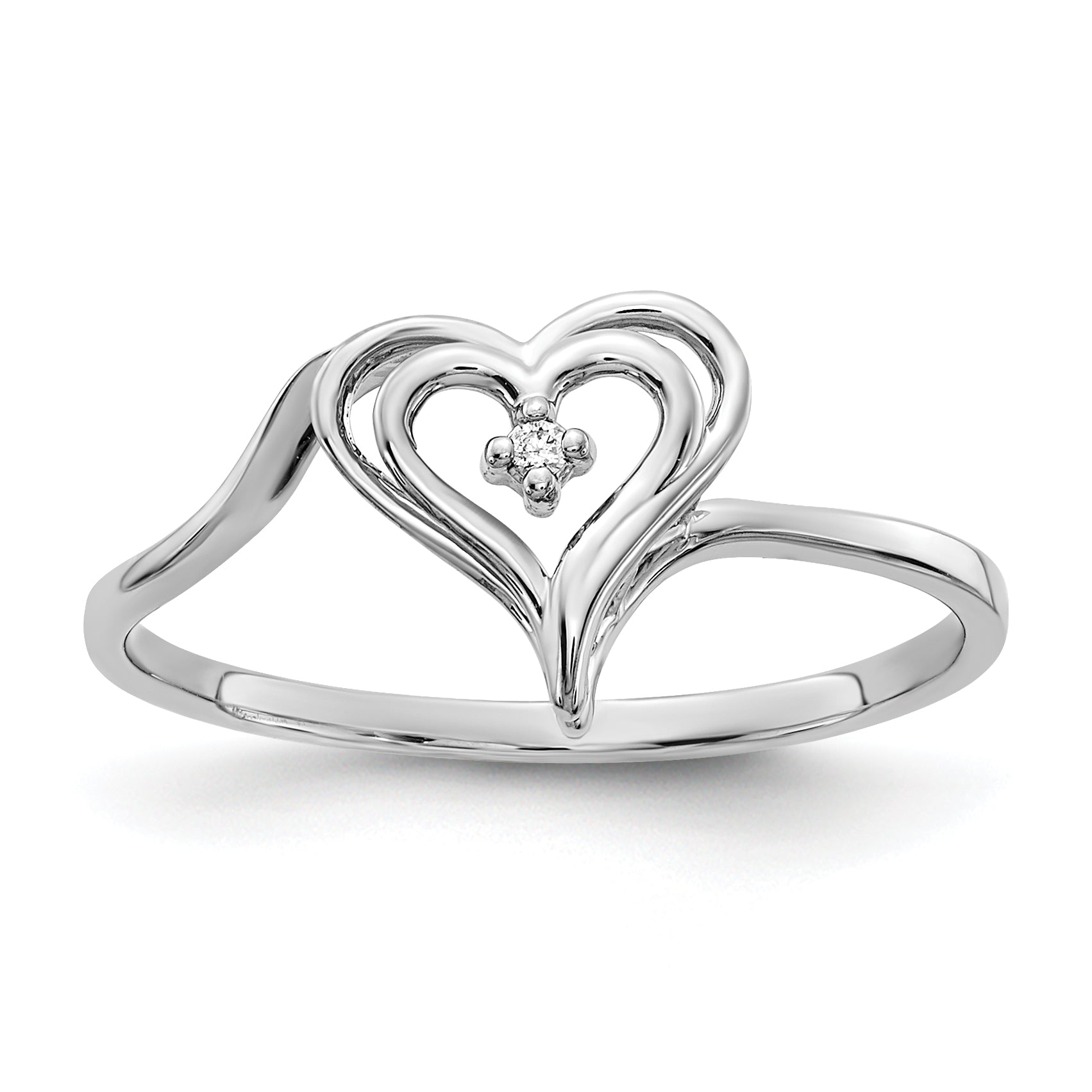 14k White Gold Polished AAA Diamond Heart Ring Y4178AAA