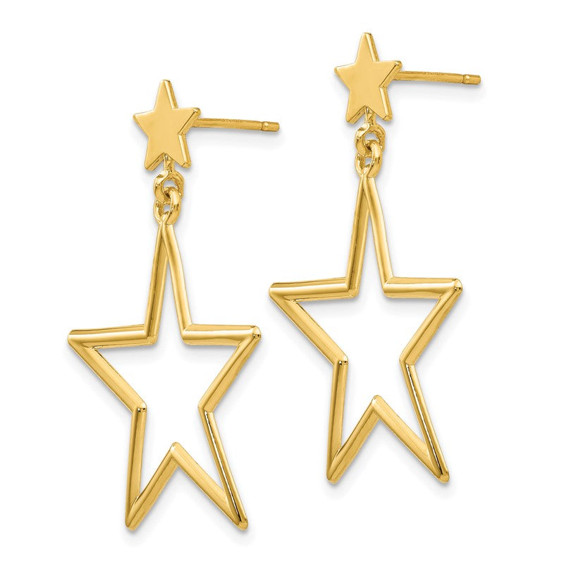 14k Open Star Dangle Post Earrings TM785
