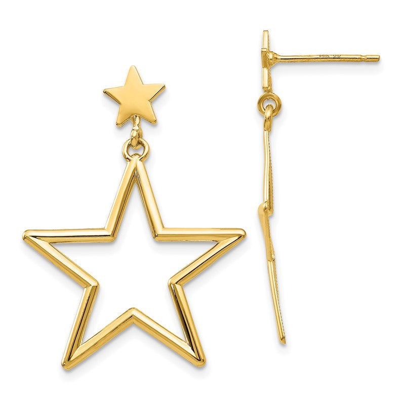 14k Open Star Dangle Post Earrings TM785