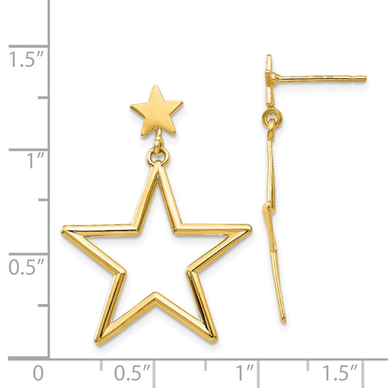 14k Open Star Dangle Post Earrings TM785