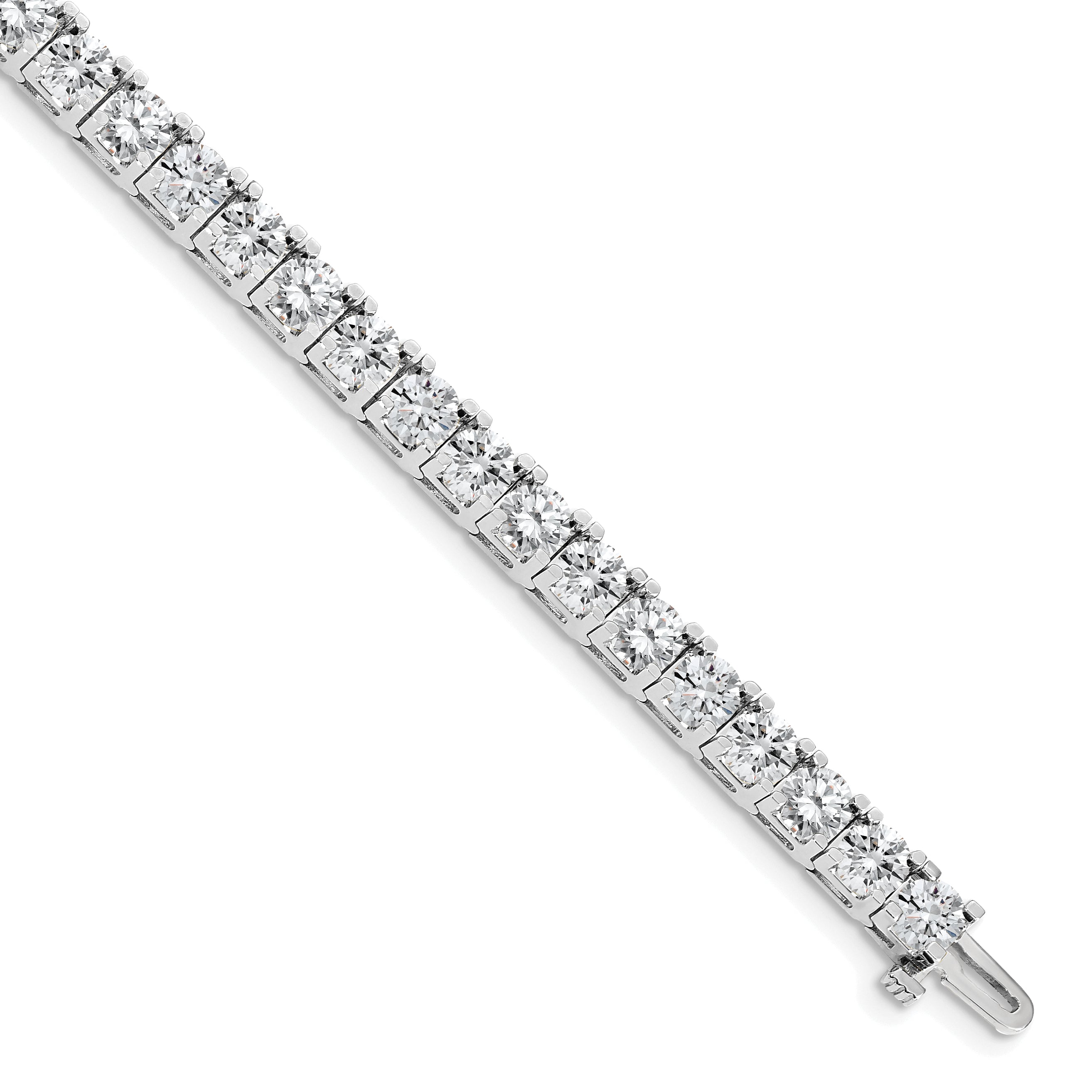 14k White Gold Complete 17 carat Round AAA Diamond 4-prong 7 inch Tennis Bracelet X2048WAAA