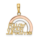 14k Two-tone with White Rhodium FOLLOW YOUR DREAMS Rainbow Charm K2351