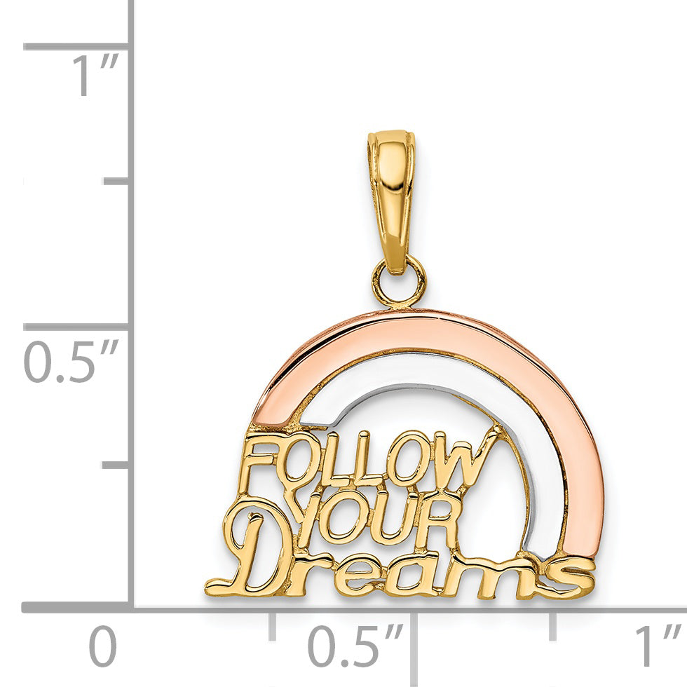 14k Two-tone with White Rhodium FOLLOW YOUR DREAMS Rainbow Charm K2351