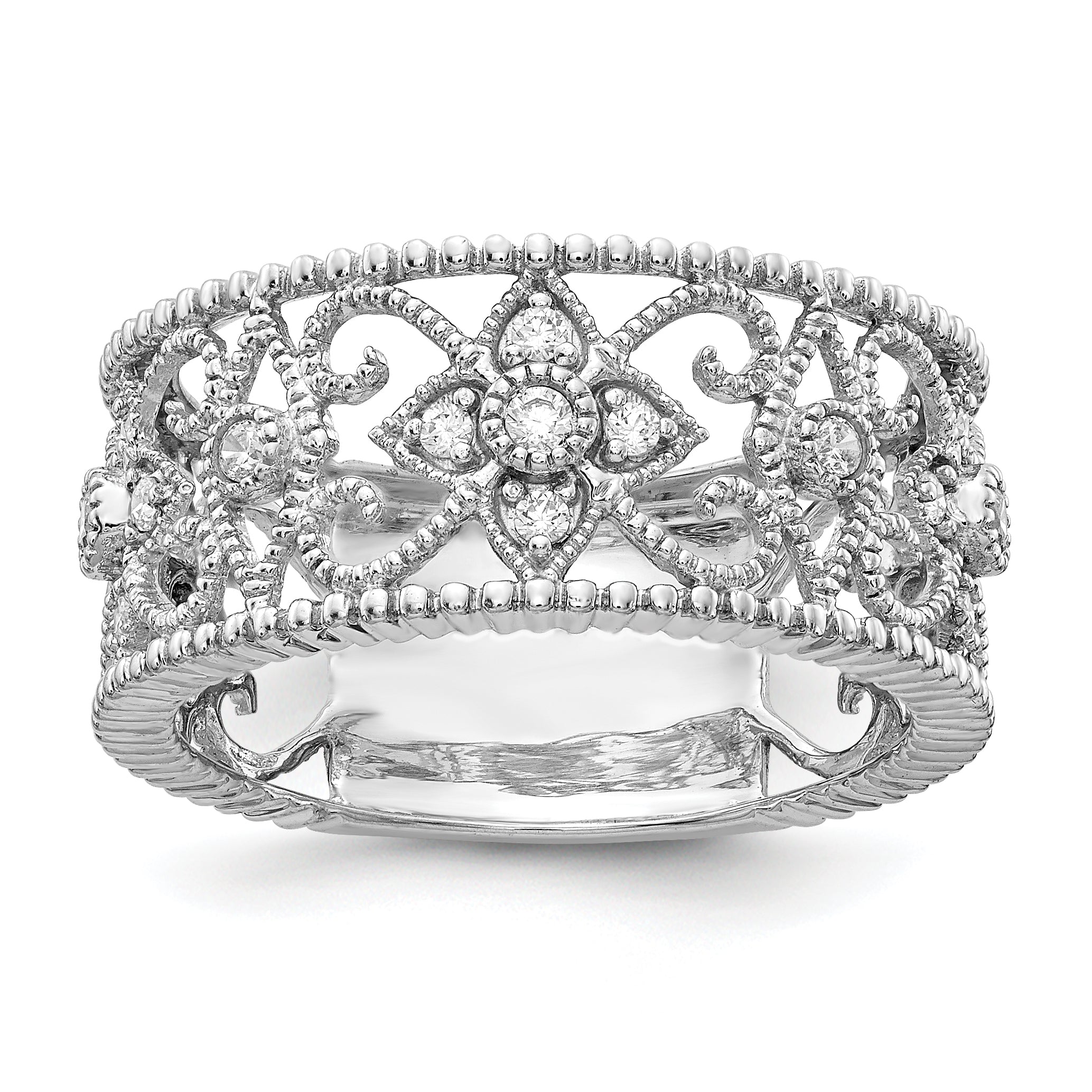 14k White Gold 1/4 carat Diamond Vintage Band RM5707