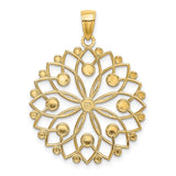 14k and White Rhodium Diamond-cut Flower Pendant K3452