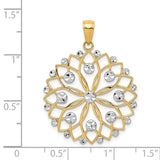 14k and White Rhodium Diamond-cut Flower Pendant K3452