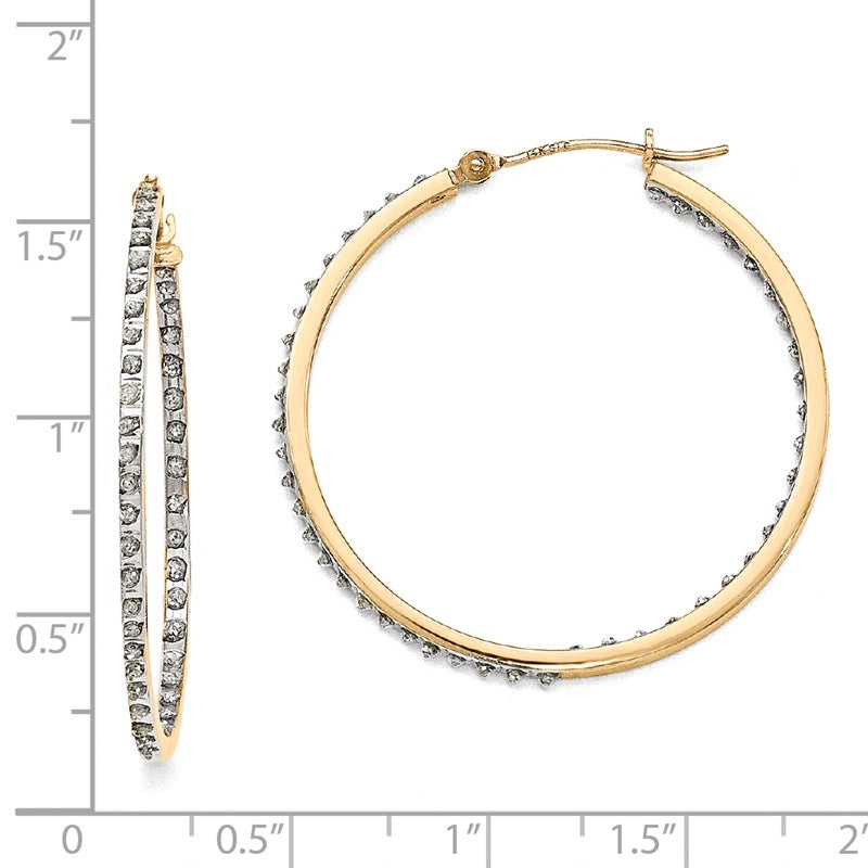 14k Diamond Fascination Diamond Dust/Accent 2x35mm Round In/Out Hoop Earrings DF256