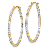 14k Diamond Fascination Diamond Dust/Accent 2x35mm Round In/Out Hoop Earrings DF256