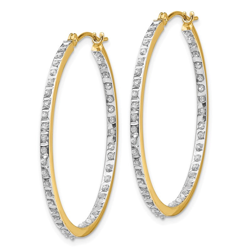 14k Diamond Fascination Diamond Dust/Accent 2x35mm Round In/Out Hoop Earrings DF256