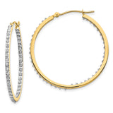 14k Diamond Fascination Diamond Dust/Accent 2x35mm Round In/Out Hoop Earrings DF256