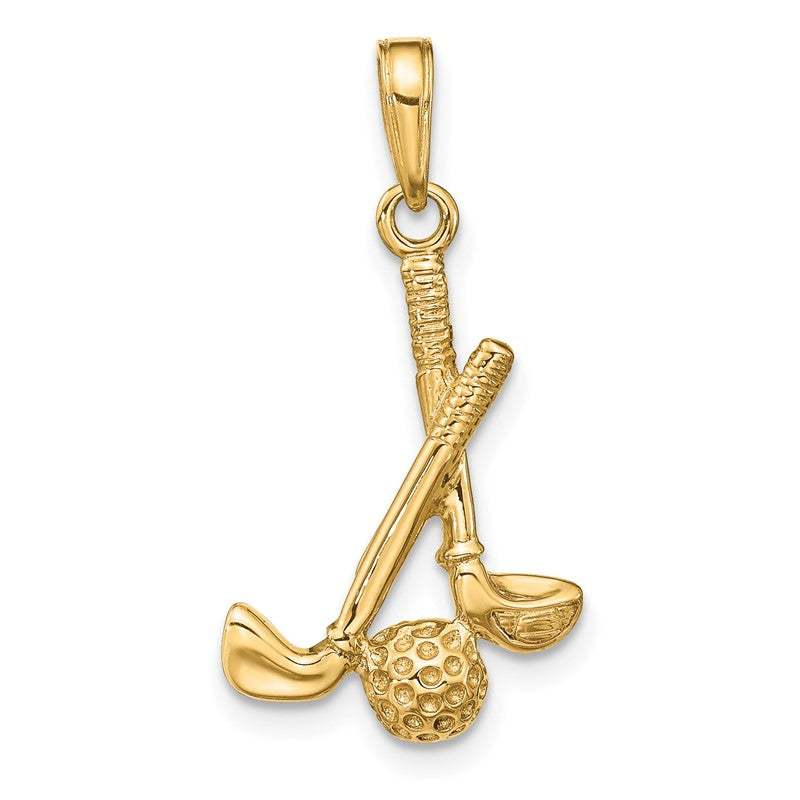 14K 3-D Golf Clubs and Ball Pendant D4281
