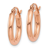 14k Rose Gold 2.5x17mm Polished Lightweight Tube Hoop Earrings TF829