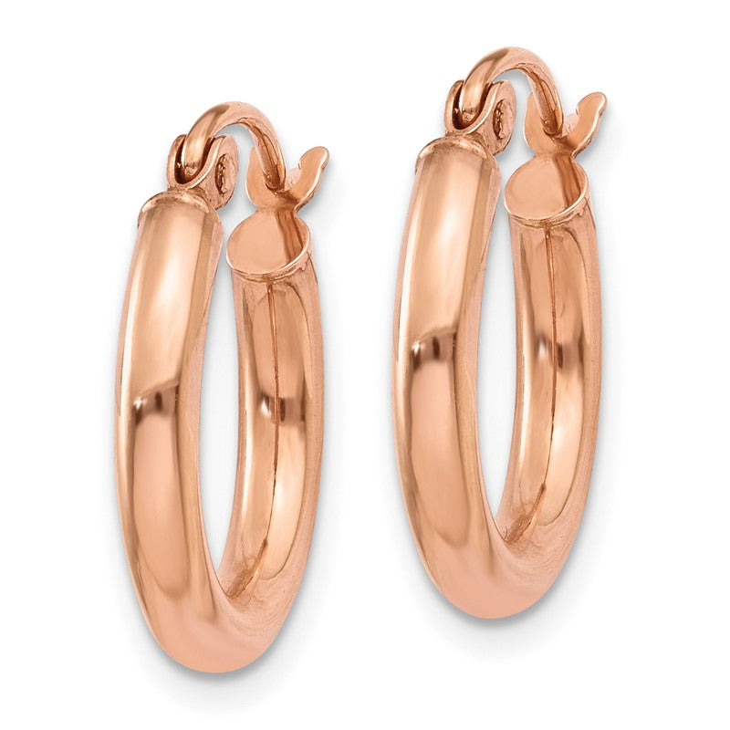 14k Rose Gold 2.5x17mm Polished Lightweight Tube Hoop Earrings TF829